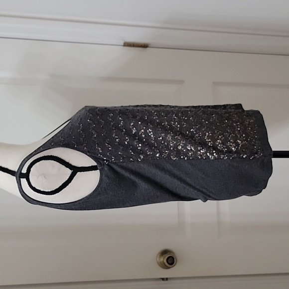 Loft Size S Dark Gray Tank Top with Sequin Stripes, Excellent Used Condition - Picture 6 of 12